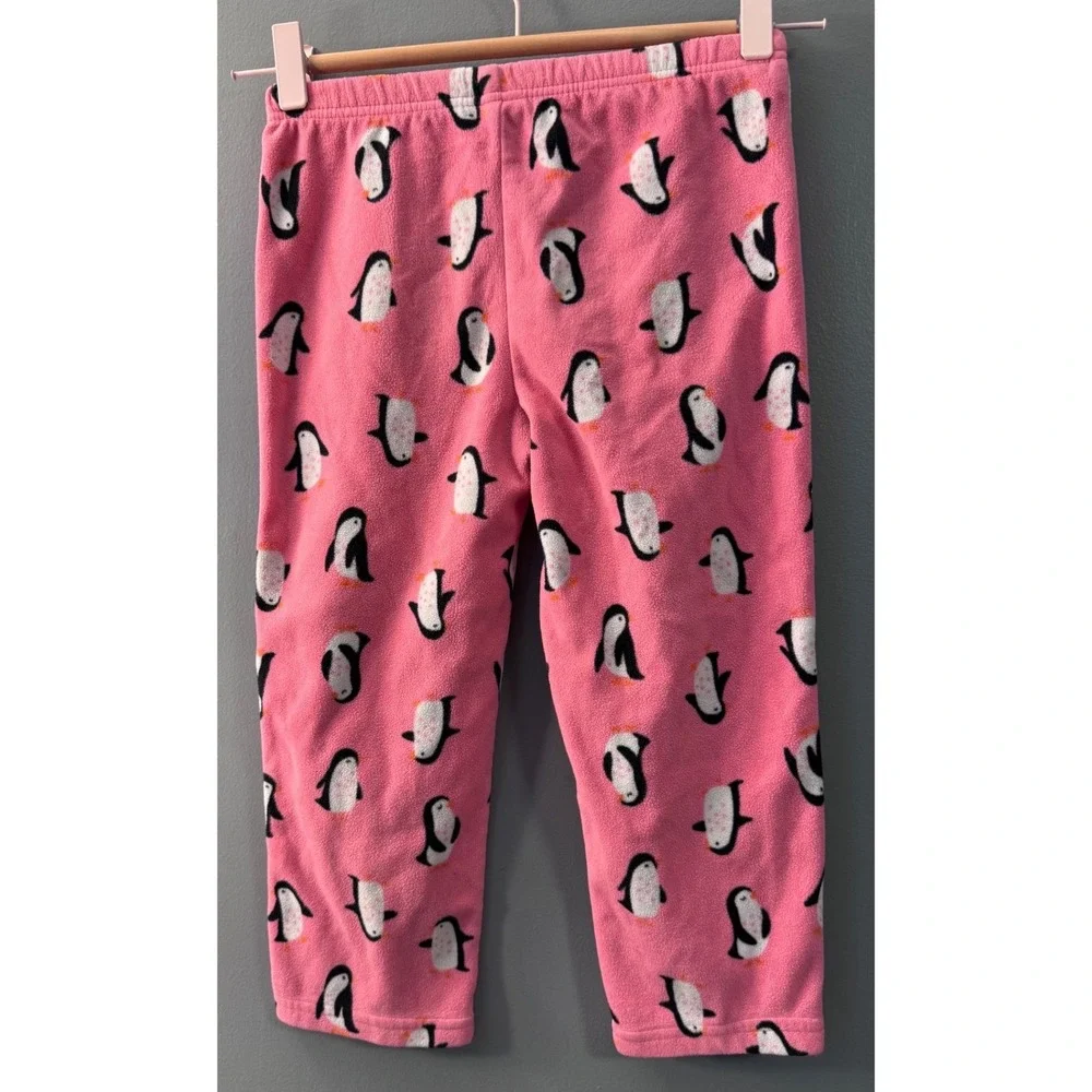 Carter's Kids Pink Fleece Penguin Print Pajama Pants Sleep‎ Bottoms ATFC1064